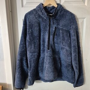 Women's PINK Victoria's Secret Fleece Sherpa Style Pullover Sz XL Blue